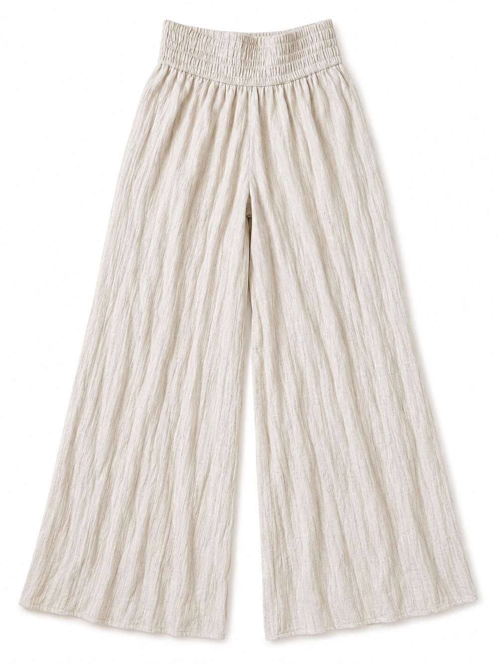 Wonderly Cream Wide Leg Linen Blend Pull On Pants Beach Resort